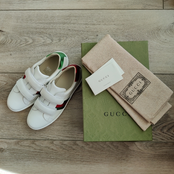 Gucci Shoes Gucci Leather Velcro Sneakers Poshmark